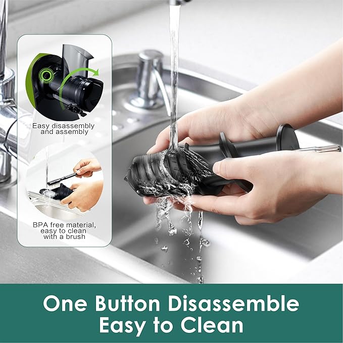 Cold Press Juicer, Masticating Slow Juicer,Juicer Machines Vegetable and Fruit, 3-Inch Wide Feeding Chute, BPA Free Easy to Clean,Quiet and Strong DC Power, 200W(Dark Green)