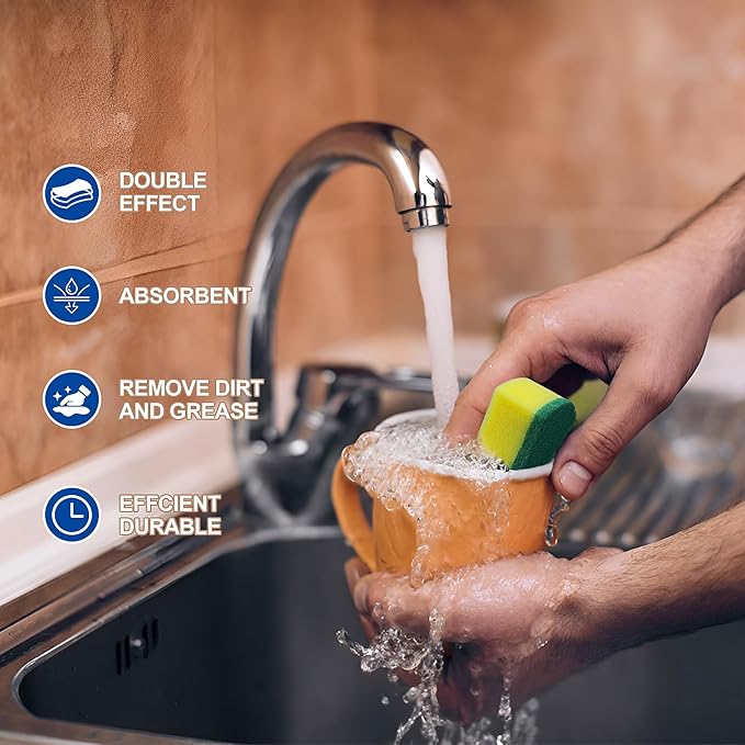 Kitchen Cleaning Sponges,96 Pack Eco Non-Scratch for Dish,Scrub Sponges