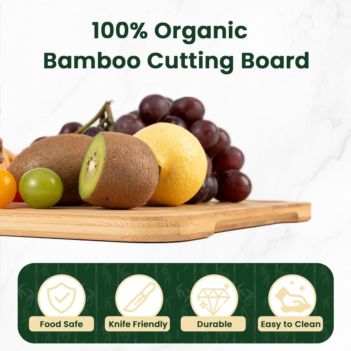 Heimlove 9” x 6” Mini Bamboo Cutting Board, Small Wooden Cutting Boards for Kitchen Charcuterie Boards with Juice Groove and Handles, Chopping Board for Fruit, Vegetables and Cheese