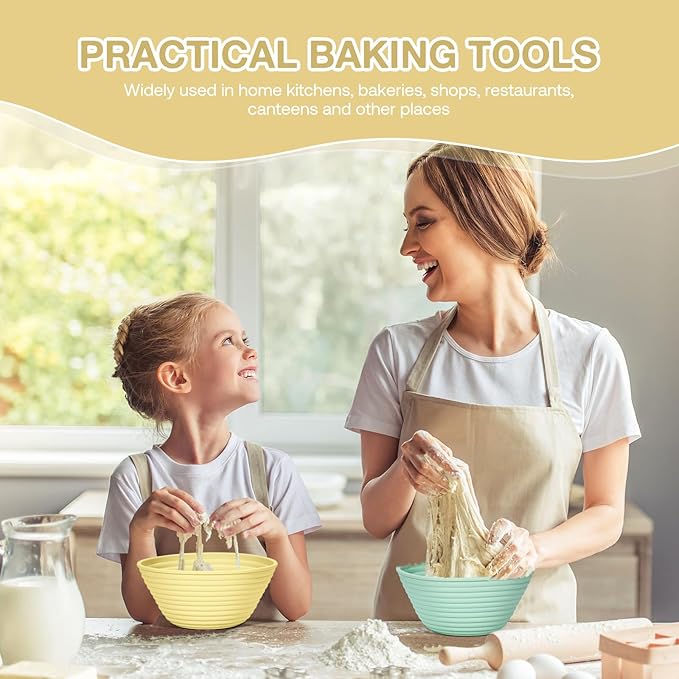 Silicone Banneton, Sourdough Bread Baskets (Set of 6, 5 Inch), Round Proofing Bread Bowls with Starter Kit, Bread Making Baking Supplies