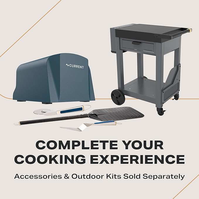 Current® Model P Smart Electric Pizza Oven, 12-Inch, 850°F Max, Multiple Cooking Modes, App Connectivity for Temperature Monitoring & Custom Cooking Times, Compact for Indoor & Outdoor Use, Dark Gray