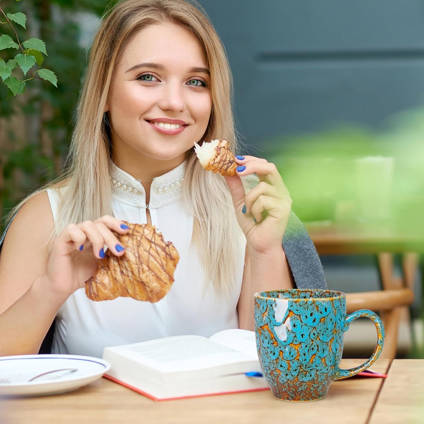 Set of 2 Durable 16 oz Coffee Cups, Large Coffee Mugs with Ergonomic Handle, Ceramic Mugs Dishwasher & Microwave Safe, Ideal Tea Mugs for Home, Office, Gifts (coffee, Tea, Hot Cocoa, Latte Cup)