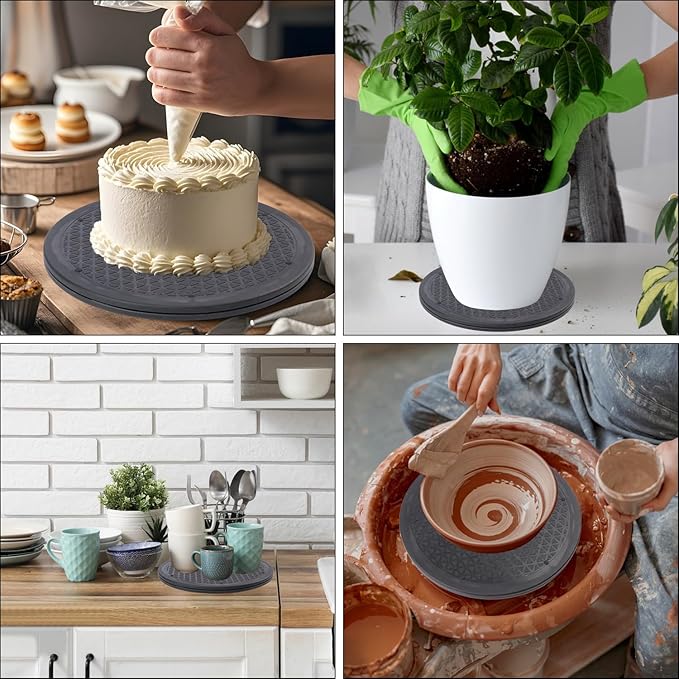 6 Pack 12 Inch Lazy Susan Turntable, Heavy Duty Lazy Susan Turntable Organizer, Premium 12 Inch Rotating Swivel Stand for Table Top, Kitchen, and More