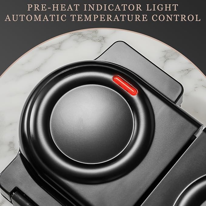 Mini Waffles Maker with 8 Removable Plates, 4 in 1 Double Small Waffle Maker Mini- Waffle, Heart Waffle, Pancake, Donut, 5" Non Stick Waffle Iron for Kid, Use One/Both Sides By the Button On the Back