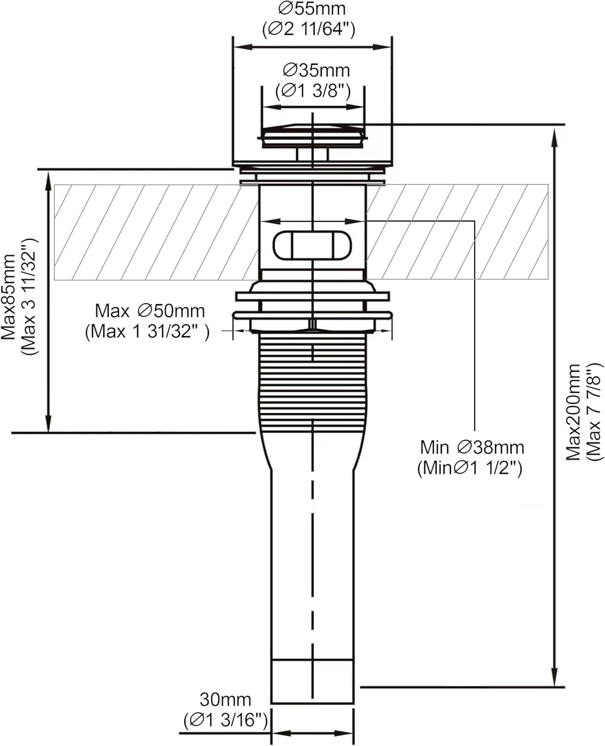 Pop up Sink Drain Stopper for Bathroom Vessel Vanity Sink Art Basin Brushed Nickel, Small Cap with Overflow, Metal Pop up Drain Strainer with Detachable Basket Stopper
