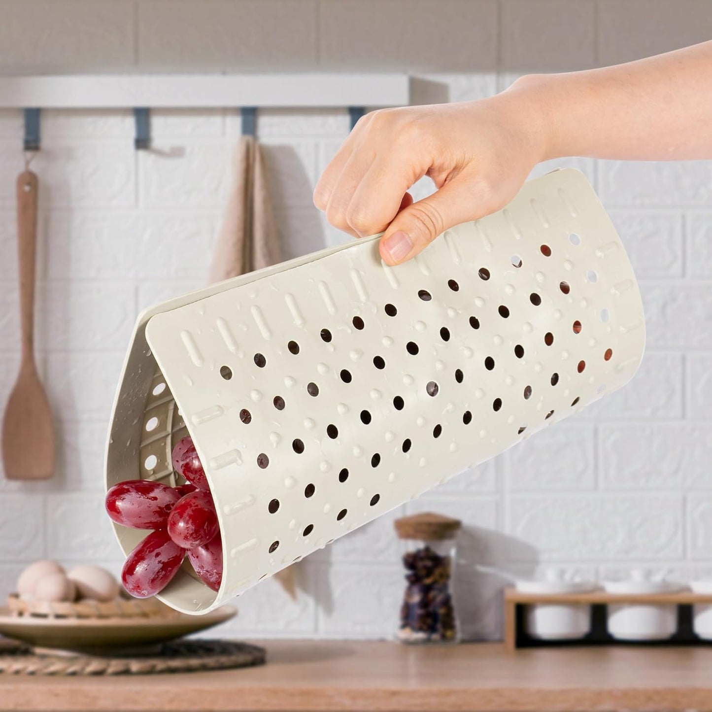 WILLKOMMEN 2 Pack Kitchen Sink Mat, 12'' x 10"" Dish Drying Mat for kitchen Counter, Durable Rubber Dish Draining Mat, Grid Sink Mat,Square Black & Cream White