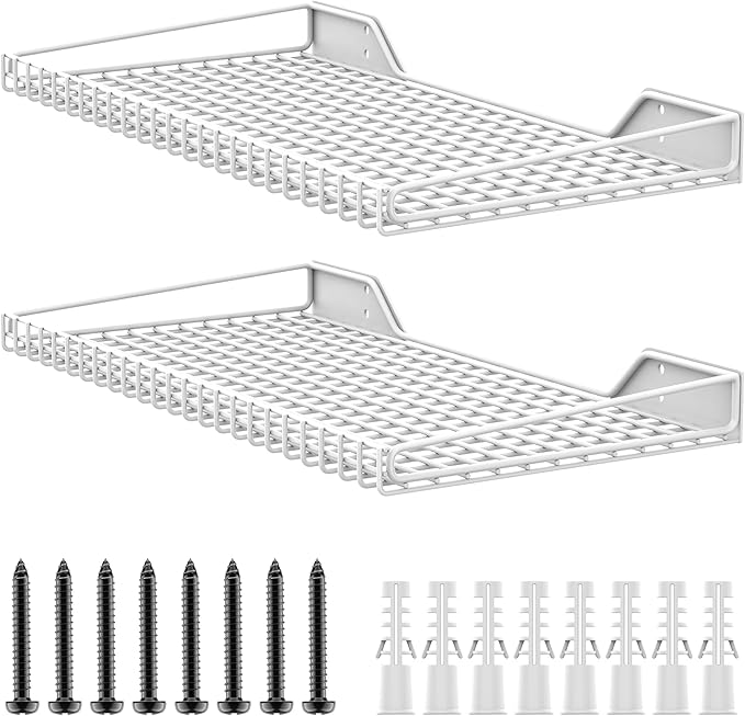 WALMANN 2 Pack Garage Wall Shelf, 23.5" x 12" Wall Mounted Storage Shelves for Garage, Closet, Laundry Room, Heavy Duty Wall Shelving, Holds Up to 65 Lbs(White)