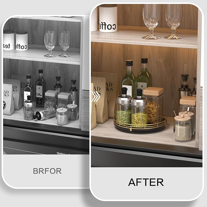 9" Oak Wood Bathroom Tray for Counter, Vanity Tray for Perfume Lotion Candle Makeup Jewelry Sink Soap Holder Turntable Dresser Organizer Countertop Coffee Table Decor Organization and Storage Gold