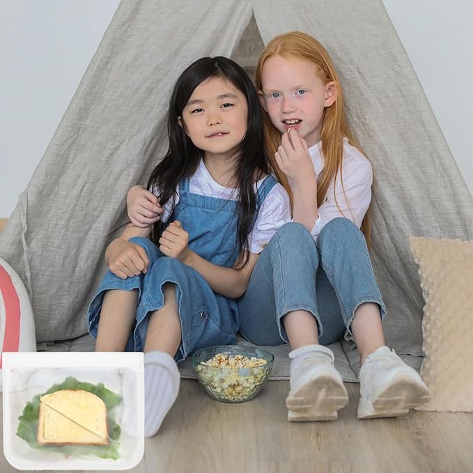 Clear Sandwich Bag/Snack Bag for Kids & Adults, Reusable Double Ziplock Cosmetic Bag Makeup Travel Bag for Women Girls, Leakproof, Washable, Food Safe, BPA Free (1-Pack, Clear)