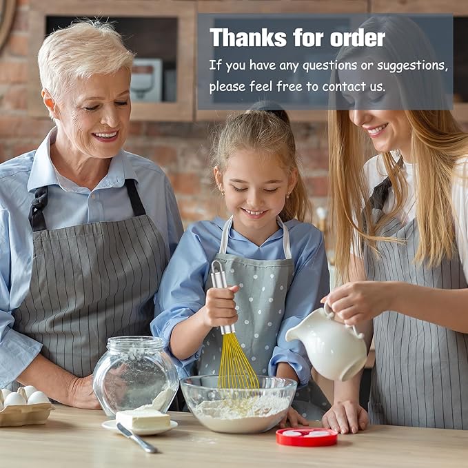 Yellow Silicone Whisk, Professional Whisks For Cooking Non-Scratch, Stainless Steel & Silicone Wisk, Plastic Rubber Whisk Tool For Nonstick Cookware Pans, Silicon Wisks Set of 3.