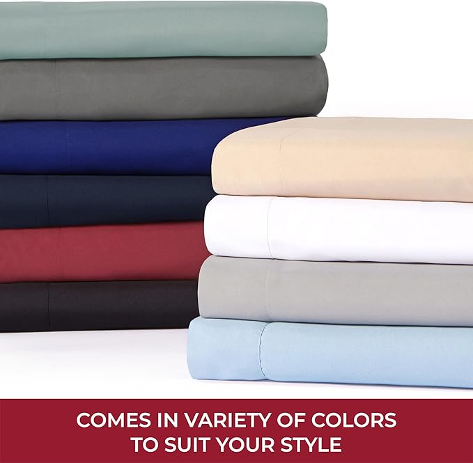 Mellanni RV Short Queen Sheets - 4 PC Iconic Collection Bedding - Hotel Luxury, Extra Soft, Cooling Bed Sheets - Deep Pocket up to 10 inch (RV/Short Queen, Royal Blue)