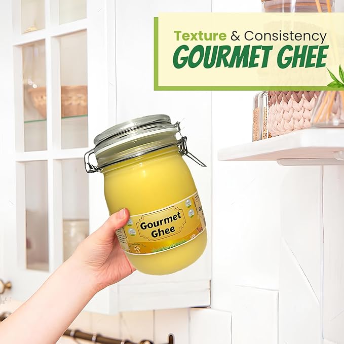 Premium Gourmet Clarified Butter - Natural & Pure Grass-Fed Ghee for Energy, Gut, and Immune Health Support - Versatile Healthy Cooking for Spreading, Baking & Sauteing 2lbs (32 Oz) (2PACK - Natural Ghee)