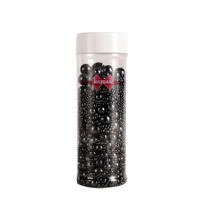 Kasvan Black Pearl Sugar Sprinkles - Edible Candy Pearls 130g/4.58 Oz, Mix Size, Baking Cake Decorations, Ice Cream Toppings and Cookie Decorating, Wedding Party Chirstmas Supplies