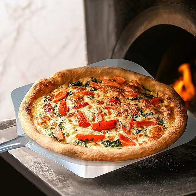 Pizza Peel 12" x 14", Pizza Paddle, 35.5" Long Aluminum Metal Pizza Peel with Detachable 21" long Wooden Handle, Pizza Turning Spatula, Pizza Shovel