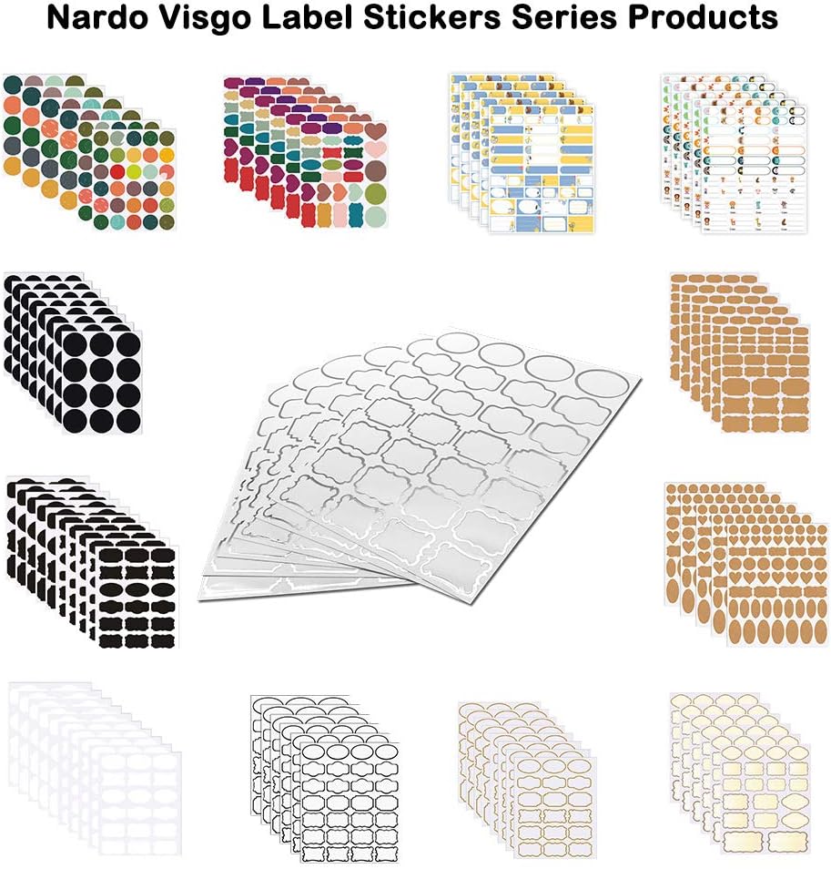 Nardo Visgo Natural Brown Kraft Bottle Labels,Assorted Size Self-Adhesive Removable Kraft Paper Sticker Labels for Essential Oil Bottles,Gift Tags,Mason Jars or Storage Bins,Free Black Marker,192pcs