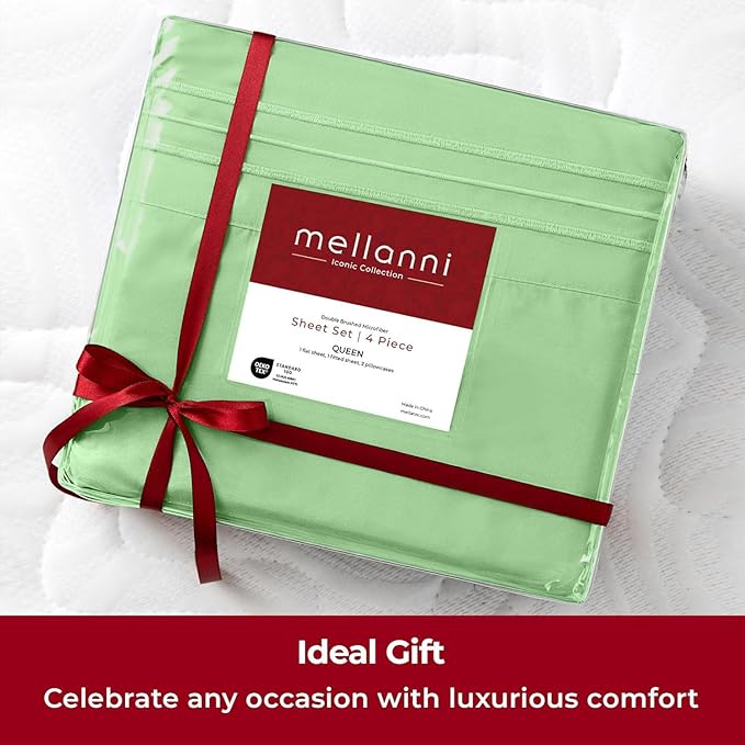 Mellanni Twin XL Sheets Set - 3 PC Iconic Collection Bedding - Hotel Luxury, Extra Soft, Cooling Bed Sheets - Wrinkle, Fade, Stain Resistant (Twin Extra Long, Pistachio)