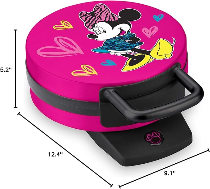 Disney Minnie Mouse Waffle Maker by Select Brands - Premium Minnie Mouse Kitchen Accessory - Kitchen Appliance for Disney Lovers - 7" Waffles, Pink