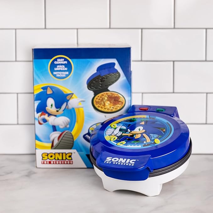 Uncanny Brands Sonic the Hedgehog Waffle Maker - The Speedy Hedgehog on Your Waffles