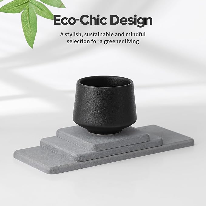 3PCS Bathroom Sink Vanity Trays, Quick Stone Drying Mat Dish Soap Dispenser Sponge Holder for Kitchen Counter, Diatomaceous Earth Water Absorbing Caddy Organizer, Light Grey