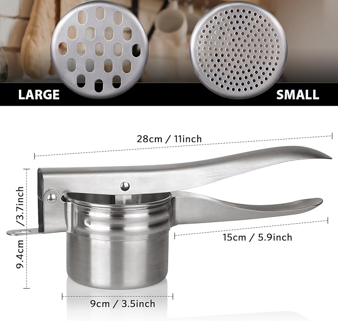 Potato Ricer, Sopito Upgraded Stainless Steel Potato Masher with 2 Interchangeable Cups Heavy Duty Kitchen Tool