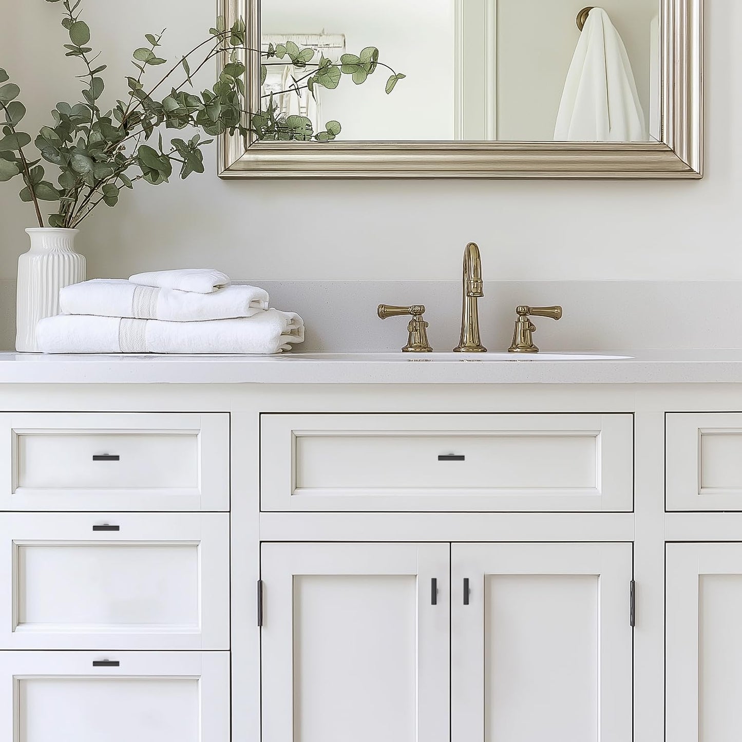 Ravinte 10 Pack Solid Square Bar Handles and Pulls - Black Matte Kitchen Cabinet Hardware