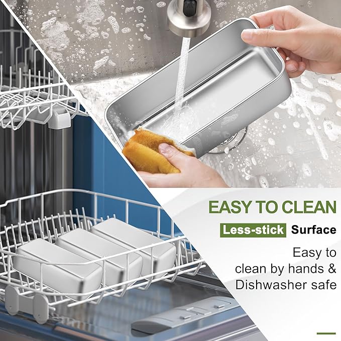 P&P CHEF Loaf Pan Set, 9-inch Bread Pans, Stainless Steel Loaf Toast Baking Pans For Bread Meatloaf Lasagna Cake, Healthy & Non Toxic, Oven & Dishwasher Safe,(Silver, 10Pcs)