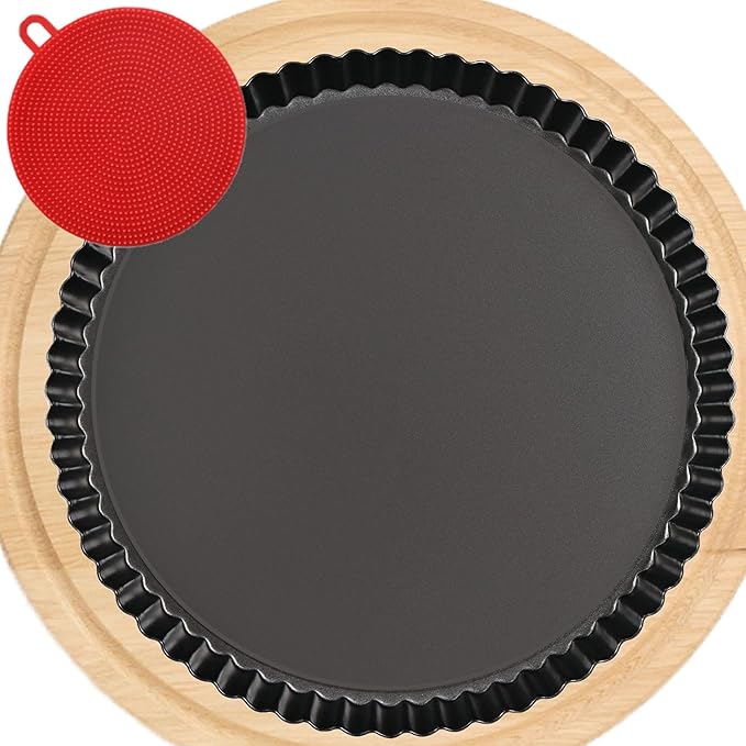 DATANYA Tart Pan 9 Inch Tart Pans Removable Bottom, Non-Stick Quiche Pan Carbon Steel Heavy Duty Pie Pan 9 Inch Tart Pan Loose Bottom, extra high of 1.2 Inches
