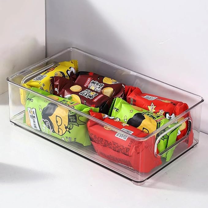 Clear Plastic Storage Bins, Perfect for Kitchen Organization or Pantry Organization and Storage, Large Fridge Organizer Plastic Bins, Pantry Organization and Storage Bins, Cabinet Organizers