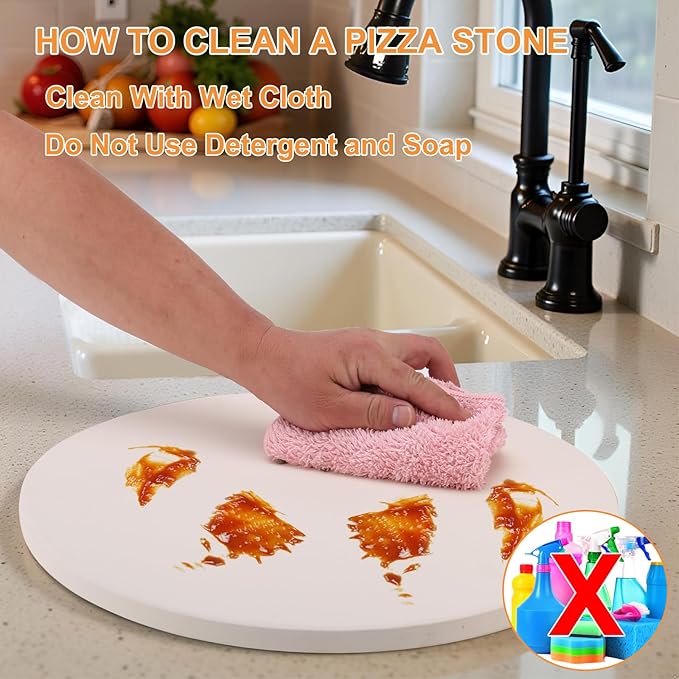 16 inch Round Cordierite Pizza Stone for Oven, Grill & BBQ – Bake Crispy Pizza, Bread & Pies, Ideal for Backyard Pizza Parties, Includes Scra