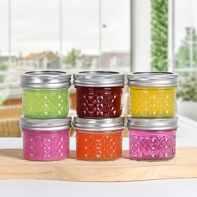 4 oz Small Mason Jars, 16 Pack Mini Jars, With 2 Types of Lids - 16 Split-Type and 16 One Piece Lids, Perfect for Dessert and DIY