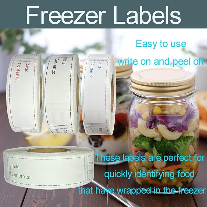 1000pcs Freezer Labels,1x3 inch for Food containers,Food Labels Quick and Easy to Remove- Easy to Write on(Blue)