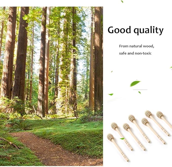 12 Pack Mini Wooden Honey Dipper Sticks, Honey Dippers 6 inch with Individually Wrapped Server for Honey Dispense Drizzle Honey and Wedding Party Favors