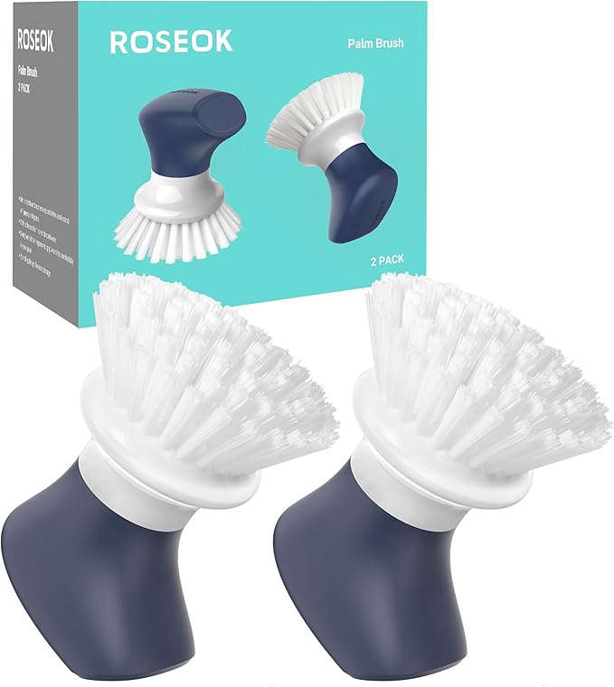 Dish Scrub Brush,Self-Standing Palm Brush with Ergonomic Grip for Cleaning Dishes,Non-Stick Pans and Sinks,Navy Blue,2 Pack