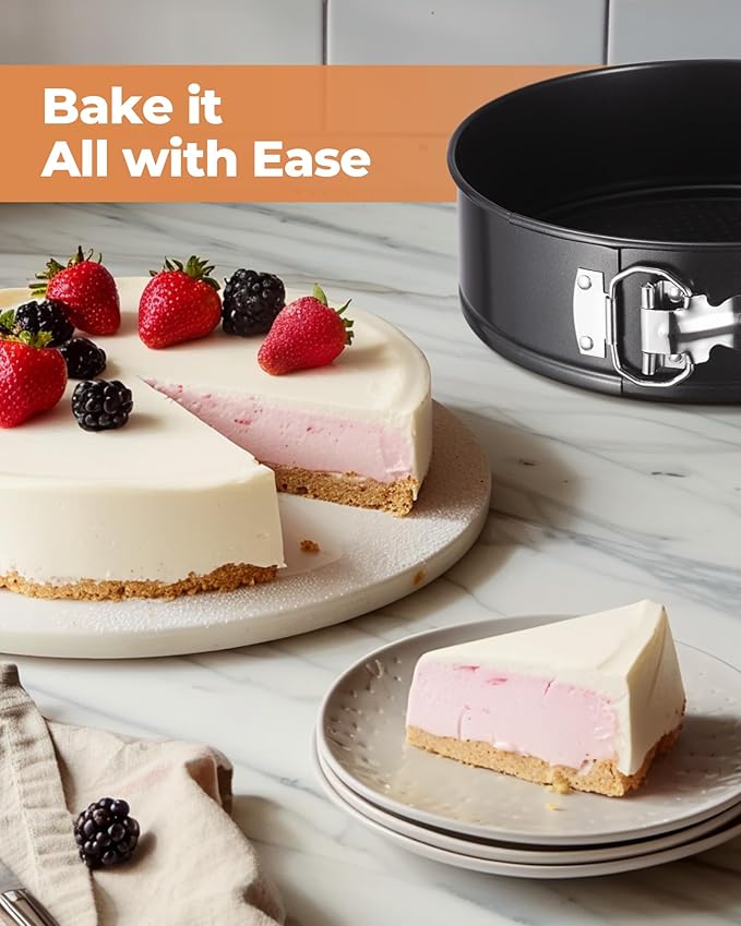 Kootek Cake Pan Set of 3, Nonstick Springform Pans with Removable Bottom, 4, 7, 9 Inch Round Cheesecake Baking Pans with 50 Pcs Parchment Paper Liners