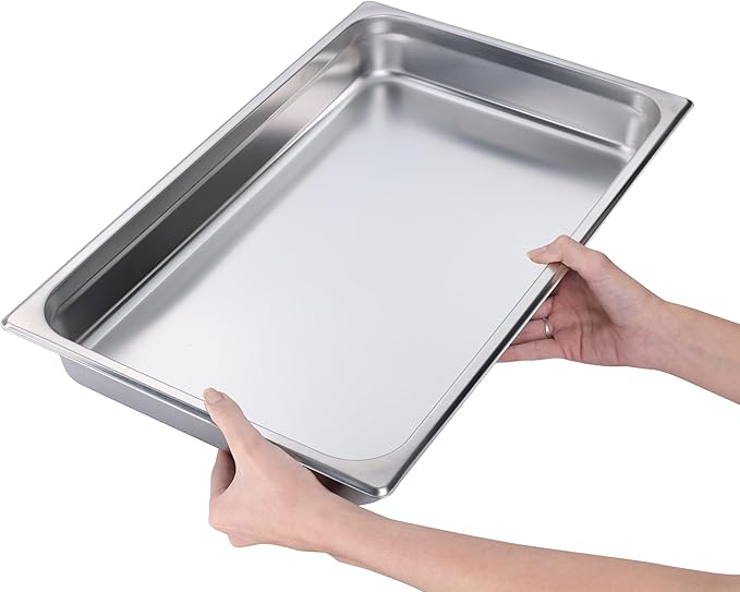 BIRDROCK HOME Stainless Steel Steam Table Pan - Hotel, Restaurant & Catering Supplies - 24 Gauge Steel, 9.1 qt Capacity - Meal Prep, Cooking, & Food Storage Container - 2.5" Depth, Full-Size (6 Pack)