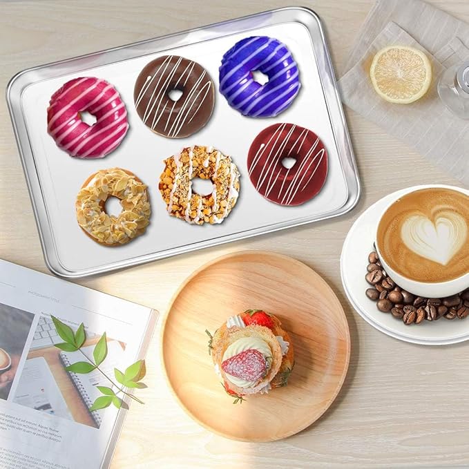 Baking Sheet, Yododo Stainless Steel Baking Pans Tray Cookie Sheet Toaster Oven Tray Pan Cookie Pan, Non Toxic & Healthy, Superior Mirror Finish & Rust Free, Easy Clean & Dishwasher Safe - 19.6 inch