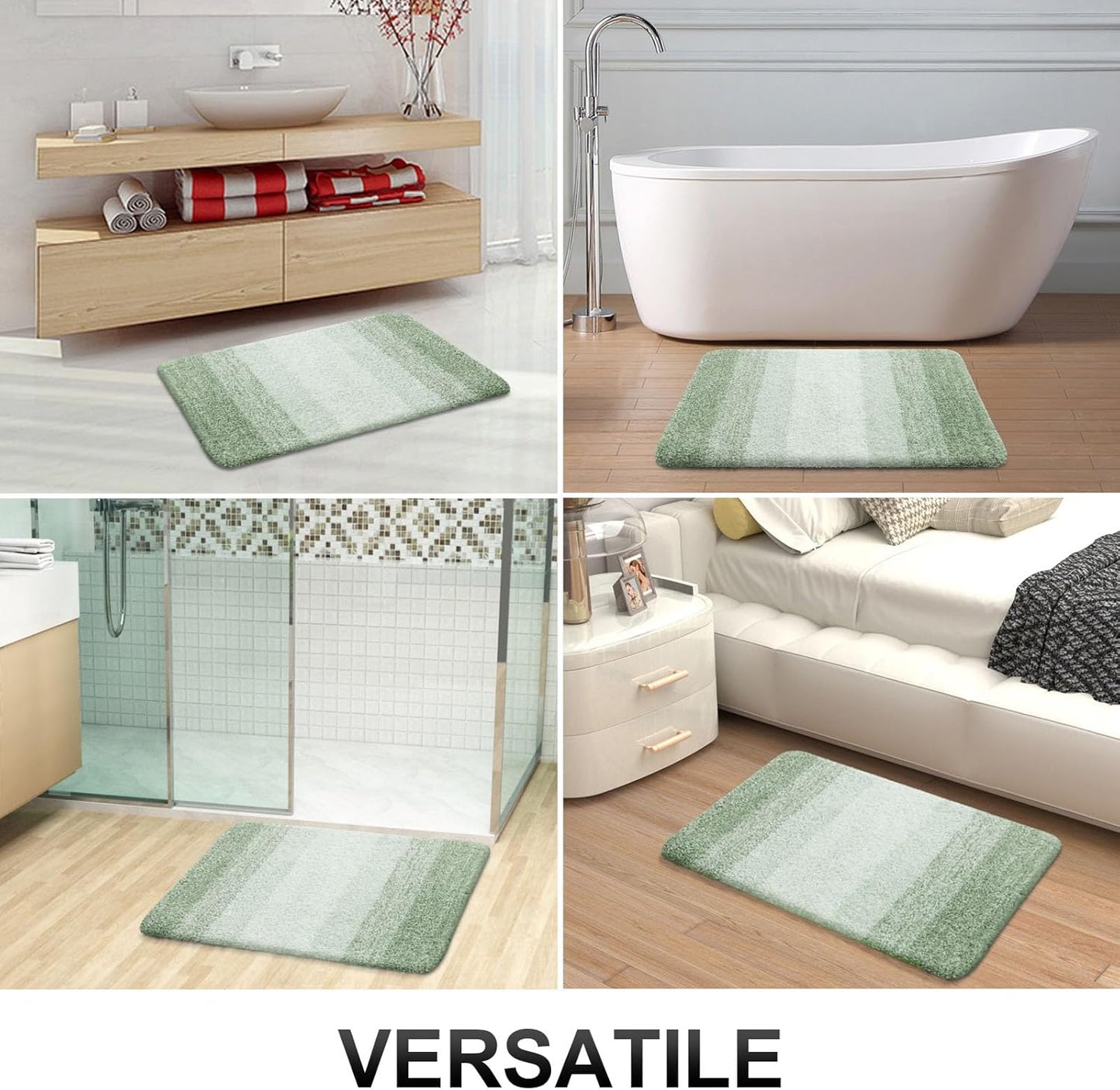 OLANLY Bathroom Runner Rugs 47x24, Extra Soft Absorbent Microfiber Bath Rugs, Rubber Backing, Quick Dry, Washable Bath Mats for Bathroom Floor, Tub and Shower, Home Decor Accessories, Sage Green