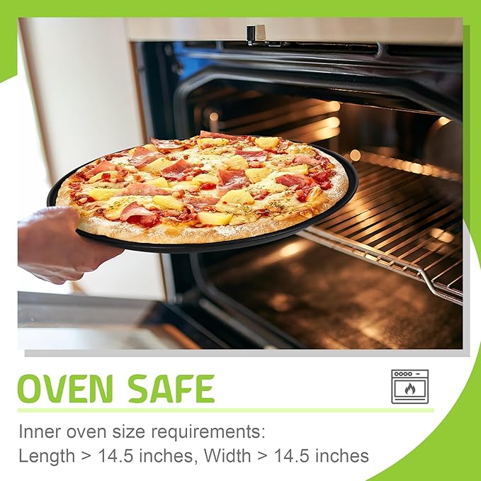 P&P CHEF Pizza Pan Bakeware for Home Kitchen, Stainless Steel Pizza Tray for Baking Pizza, Healthy & Reusable & Easy Clean, Oven & Freezer Safe, 13.5 Inch & Black