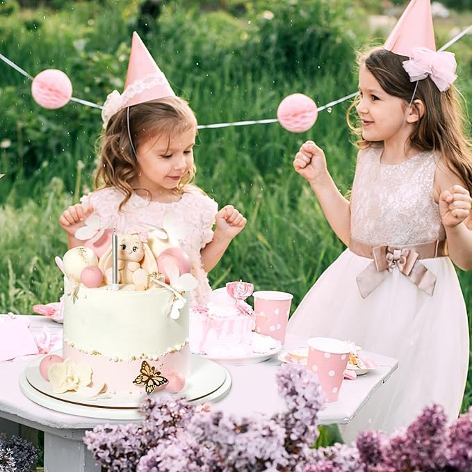 48 Pcs Balls Cake Topper Decorations Balloon Cupcake Toppers Foam Cake Topper Balls Cake Balls Decorations for Birthday Party Wedding Anniversary Cake Decorating (Pink)