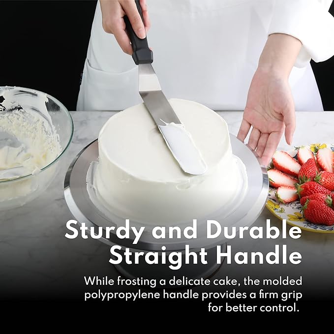 New Star Foodservice 38095 Angled Icing Spatula, 10-Inch Blade, 15-Inch Overall, Silver