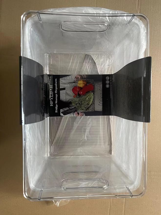 Fridge Organiser Set, Transparent Storage Box Organiser, Stackable, Organiser Boxes for Fridge, Cupboard, Pantry, Snacks, Cans, Kitchen, 11.5 x 8 x 6 inch