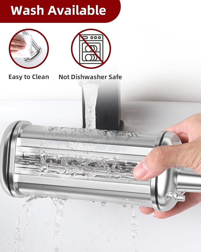 Pasta Maker Attachment for Kitchenaid Stand Mixer Included Pasta Sheet Roller, Spaghetti Cutter and Fettuccine Cutter, Pasta Maker Stainless Steel Accessories with 8-Speed Adjustable, 3 Piece