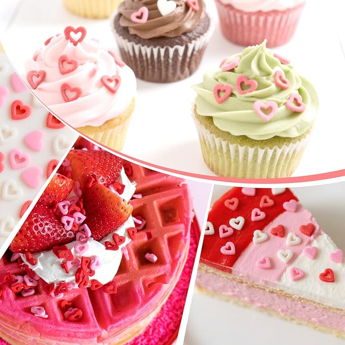 Edible Sweet Heart Sprinkles For Cake Decorating, Love Sugar Mixes 150g/5.29oz, White Pink and Red Sprinkles, Cupcake, Ice Cream, Cookie, Mother's Day, Valentine's Day, Wedding Party Supplies
