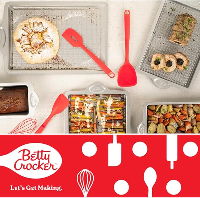 Betty Crocker Silicone Baking/Cooking Utensil Set – Spatula, Spoon, Turner, Scraper. 5-Piece Set, Heat Resistant, BPA Free, Non-Stick, Dishwasher Safe