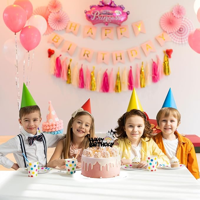 Cute Cake Decorations, Cake Topper, Cartoon Birthday Party Decorations (Black)