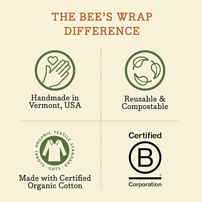 Bee's Wrap Beeswax Wraps for Food - Honeycomb 3 Pack (S, M, L) Made in USA Reusable & Organic Food Wraps, Sandwich Wrap & Bowl Covers - Eco-Friendly Alternative to Aluminum Foil & Plastic Wrap