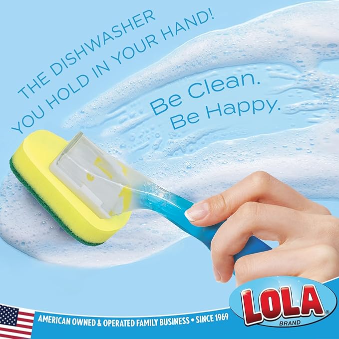 Lola Products Soap Dispenser Dish Wand Sponge Head Refills, Super Absorbent Scrubber, Non-Scratch, for Cleaning Dishes, Sinks and Cookware, 12 Pack