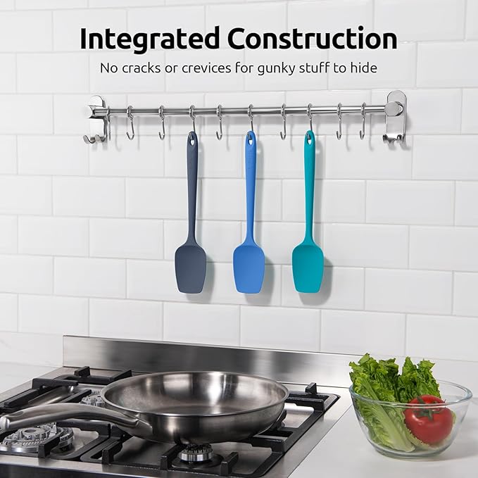 U-Taste Silicone Spoon Spatula Set: 480ºF Heat Resistant Food Grade Flexible Rubber Spoonula, Nonstick Cooking Mixing Scooping Kitchen Baking Scraper Utensils Set of 3 for Pan, Pot, Bowl (Multicolors)