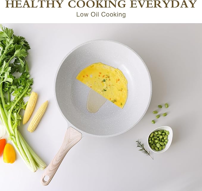 Ceramic Wok Pan, 12 Inch Nonstick Wok with Lid, Healthy Non Toxic Woks & Stir-fry Pans for Cooking, Induction Cookware, PFOA & PFAS Free