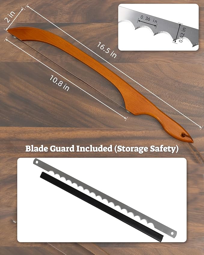 16.5” Bread slicer for Homemade Bread, Serrated Bread Knife for homemade bread with Bow Design, Premium Bread Knife, Bread Slicer, Bread Cutter for Bagels, Baguettes, Light Brown Color
